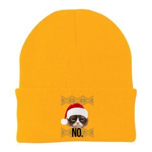 Funny Cat NO Meme Ugly Christmas Sweater Knit Cap Winter Beanie