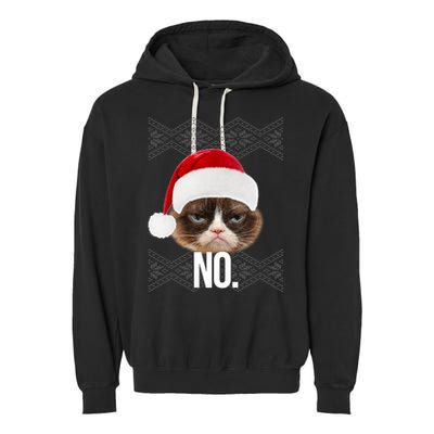 Funny Cat NO Meme Ugly Christmas Sweater Garment-Dyed Fleece Hoodie