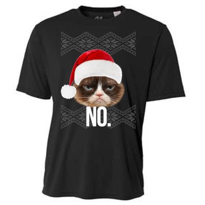 Funny Cat NO Meme Ugly Christmas Sweater Cooling Performance Crew T-Shirt