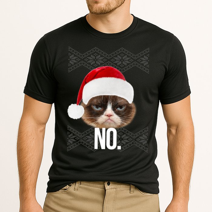 Funny Cat NO Meme Ugly Christmas Sweater Performance Shirt