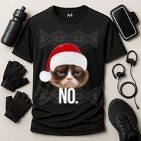 Funny Cat NO Meme Ugly Christmas Sweater Performance Shirt