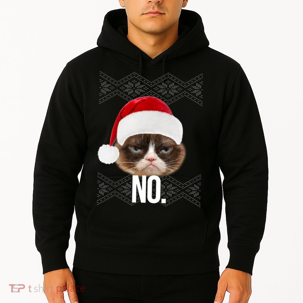 Funny Cat NO Meme Ugly Christmas Sweater Hoodie