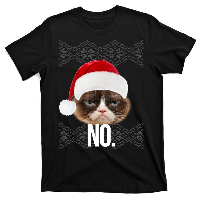 Funny Cat NO Meme Ugly Christmas Sweater T-Shirt