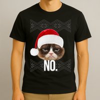 Funny Cat NO Meme Ugly Christmas Sweater T-Shirt