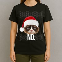 Funny Cat NO Meme Ugly Christmas Sweater T-Shirt