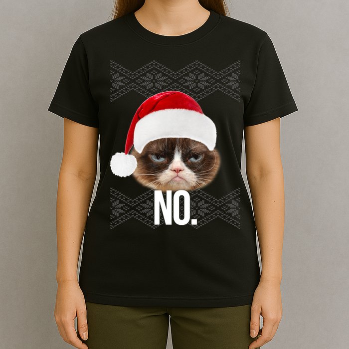 Funny Cat NO Meme Ugly Christmas Sweater T-Shirt
