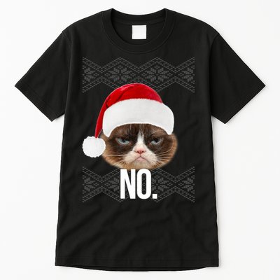 Funny Cat NO Meme Ugly Christmas Sweater Tall T-Shirt
