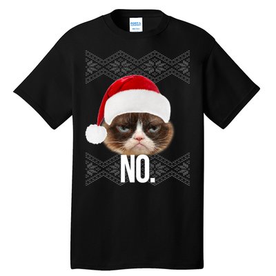 Funny Cat NO Meme Ugly Christmas Sweater Tall T-Shirt