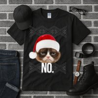 Funny Cat NO Meme Ugly Christmas Sweater Tall T-Shirt