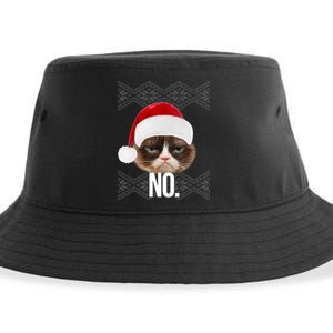 Funny Cat NO Meme Ugly Christmas Sweater Sustainable Bucket Hat