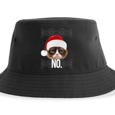 Funny Cat NO Meme Ugly Christmas Sweater Sustainable Bucket Hat