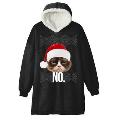 Funny Cat NO Meme Ugly Christmas Sweater Hooded Wearable Blanket