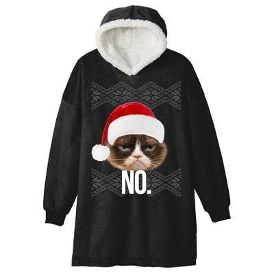 Funny Cat NO Meme Ugly Christmas Sweater Hooded Wearable Blanket