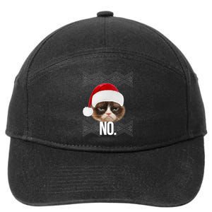 Funny Cat NO Meme Ugly Christmas Sweater 7-Panel Snapback Hat