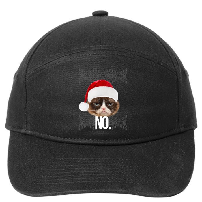 Funny Cat NO Meme Ugly Christmas Sweater 7-Panel Snapback Hat