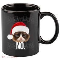 Funny Cat NO Meme Ugly Christmas Sweater 11oz C Handle Ceramic Mug