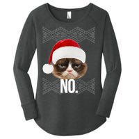 Funny Cat NO Meme Ugly Christmas Sweater Women's Perfect Tri Tunic Long Sleeve Shirt