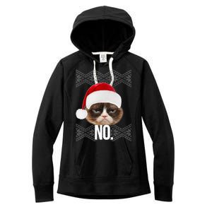 Funny Cat NO Meme Ugly Christmas Sweater Women's Fleece Hoodie