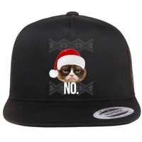 Funny Cat NO Meme Ugly Christmas Sweater Flat Bill Trucker Hat