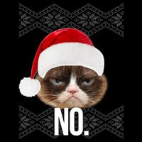 Funny Cat NO Meme Ugly Christmas Sweater Flatbill Hat