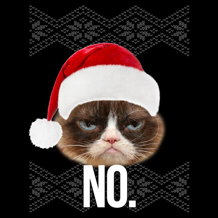 Funny Cat NO Meme Ugly Christmas Sweater Flatbill Hat