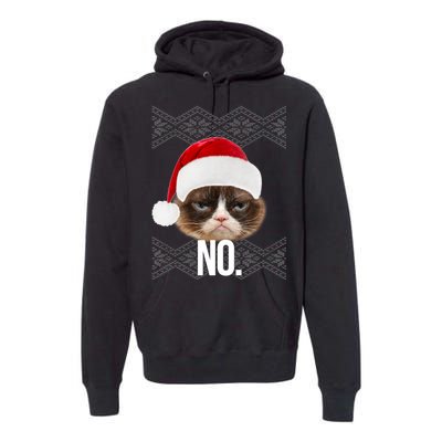 Funny Cat NO Meme Ugly Christmas Sweater Premium Hoodie