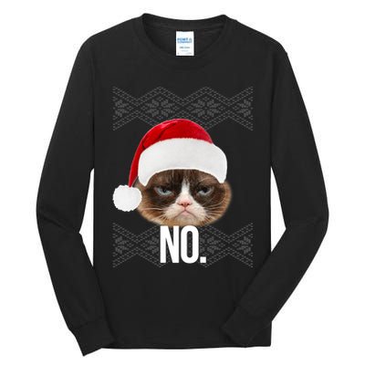 Funny Cat NO Meme Ugly Christmas Sweater Tall Long Sleeve T-Shirt