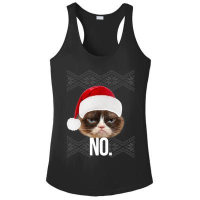 Funny Cat NO Meme Ugly Christmas Sweater Ladies PosiCharge Competitor Racerback Tank