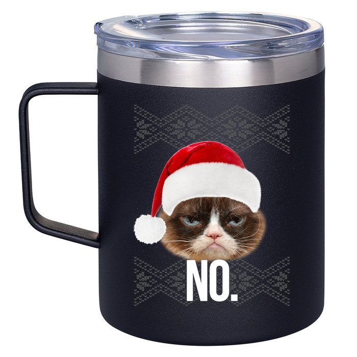 Funny Cat NO Meme Ugly Christmas Sweater 12oz Stainless Steel Coffee Mug