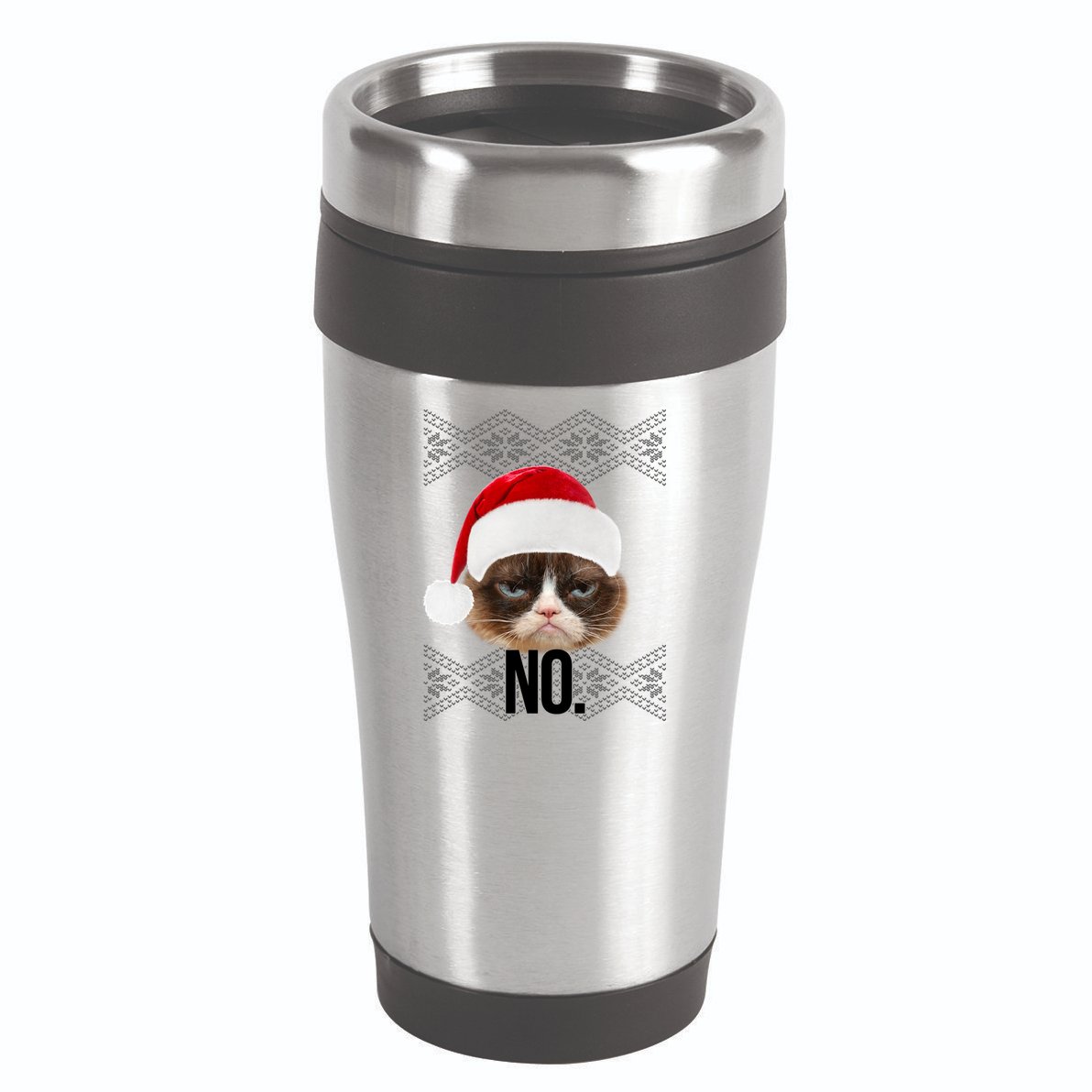 Funny Cat NO Meme Ugly Christmas Sweater 16oz Travel Tumbler