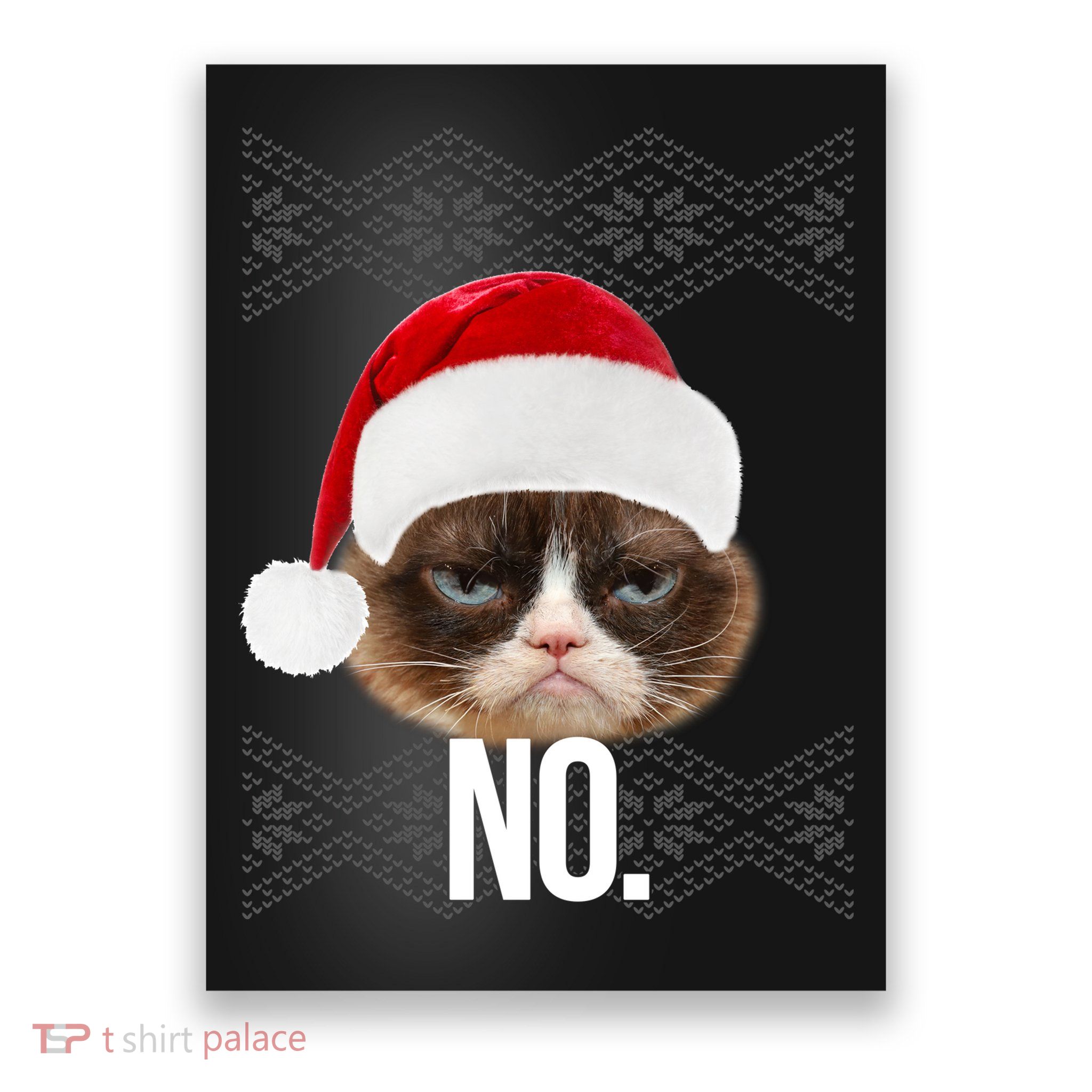 Funny Cat NO Meme Ugly Christmas Sweater Poster