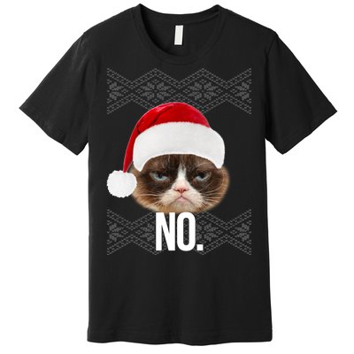 Funny Cat NO Meme Ugly Christmas Sweater Premium T-Shirt