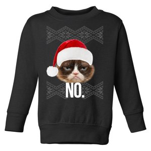 Funny Cat NO Meme Ugly Christmas Sweater Toddler Sweatshirt