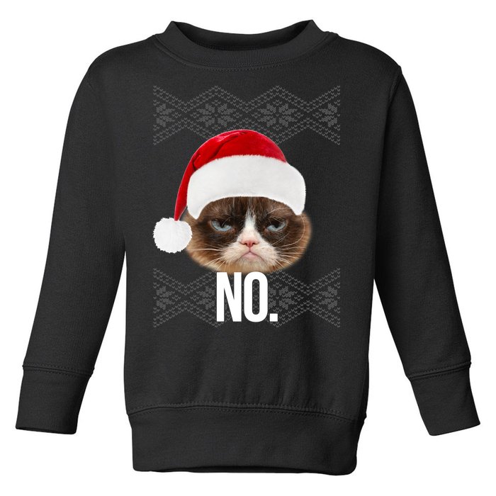 Funny Cat NO Meme Ugly Christmas Sweater Toddler Sweatshirt