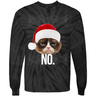 Funny Cat NO Meme Ugly Christmas Sweater Tie-Dye Long Sleeve Shirt