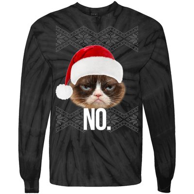 Funny Cat NO Meme Ugly Christmas Sweater Tie-Dye Long Sleeve Shirt