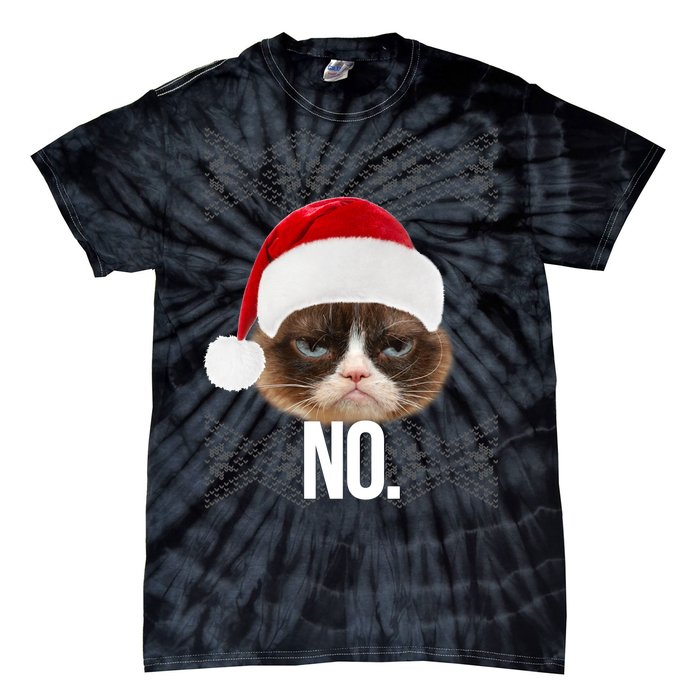 Funny Cat NO Meme Ugly Christmas Sweater Tie-Dye T-Shirt