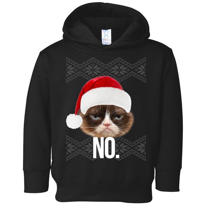 Funny Cat NO Meme Ugly Christmas Sweater Toddler Hoodie