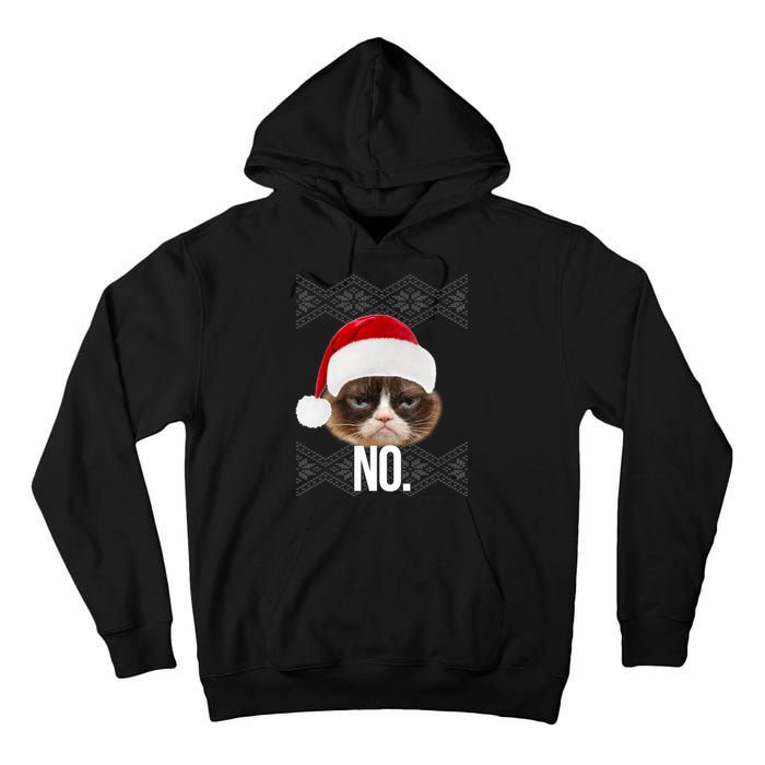 Funny Cat NO Meme Ugly Christmas Sweater Tall Hoodie