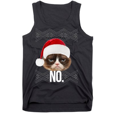 Funny Cat NO Meme Ugly Christmas Sweater Tank Top