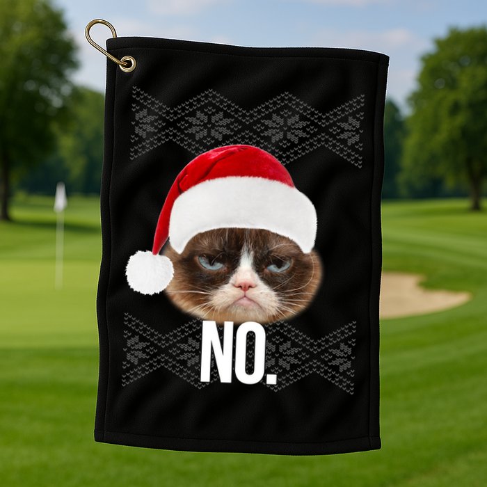 Funny Cat NO Meme Ugly Christmas Sweater Golf Towel