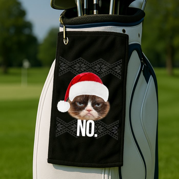 Funny Cat NO Meme Ugly Christmas Sweater Golf Towel