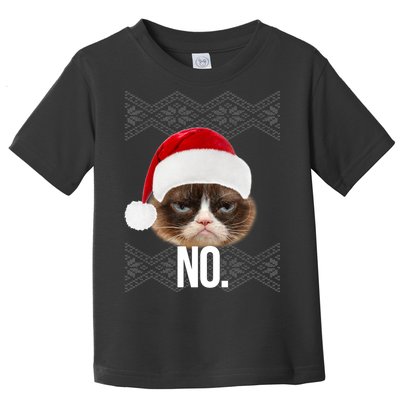 Funny Cat NO Meme Ugly Christmas Sweater Toddler T-Shirt