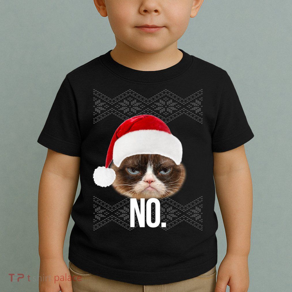 Funny Cat NO Meme Ugly Christmas Sweater Toddler T-Shirt