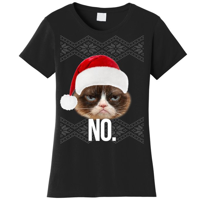 Funny Cat NO Meme Ugly Christmas Sweater Women's T-Shirt