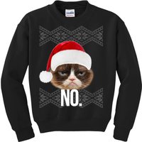 Funny Cat NO Meme Ugly Christmas Sweater Kids Sweatshirt