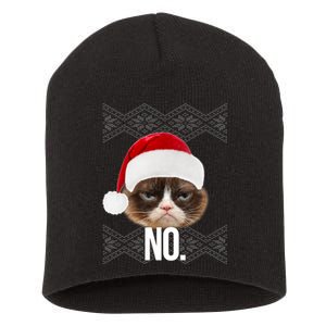 Funny Cat NO Meme Ugly Christmas Sweater Short Acrylic Beanie