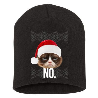 Funny Cat NO Meme Ugly Christmas Sweater Short Acrylic Beanie