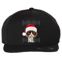 Funny Cat NO Meme Ugly Christmas Sweater Wool Snapback Cap