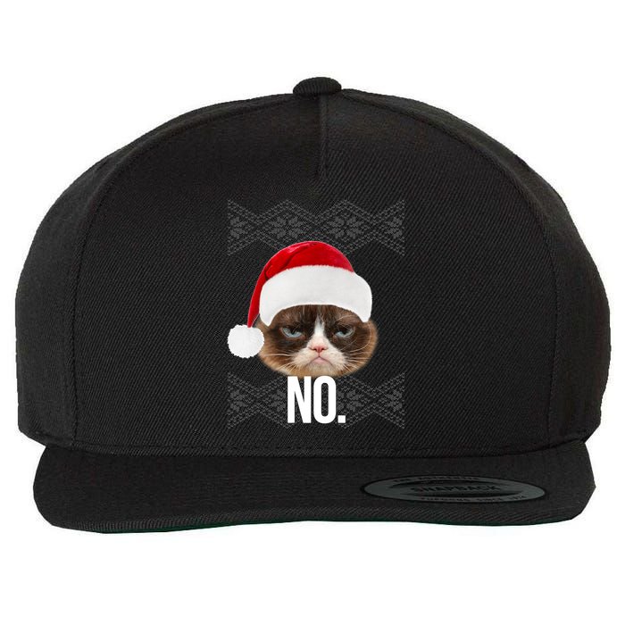 Funny Cat NO Meme Ugly Christmas Sweater Wool Snapback Cap